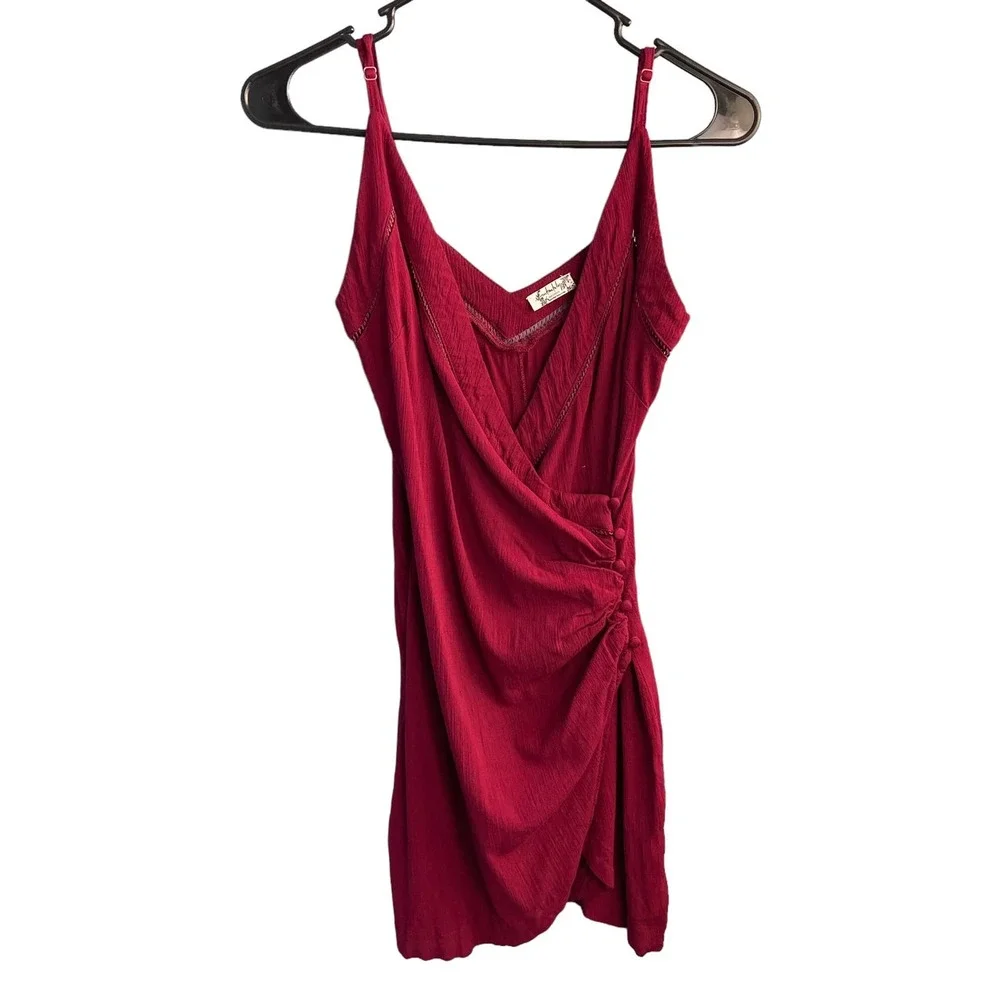 Free People Burgundy Wrap Mini Dress
